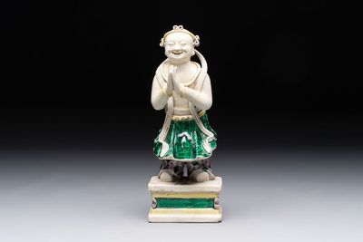 A Chinese sancai-glazed figure of Sudhana, 19th C.