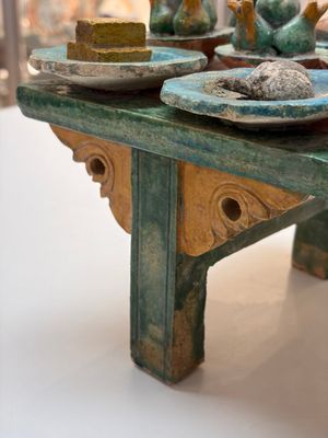 A Chinese sancai-glazed pottery model of an offering table, Ming — photo 15