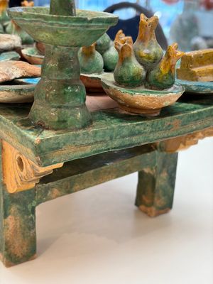 A Chinese sancai-glazed pottery model of an offering table, Ming — photo 17
