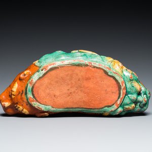 A Chinese sancai-glazed 'three lions' pillow or neck rest, Ming — photo 6