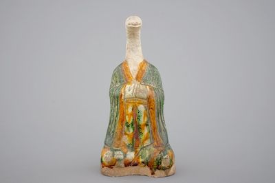 A Chinese Sancai pottery zodiac figure, presumably Ming Dynasty