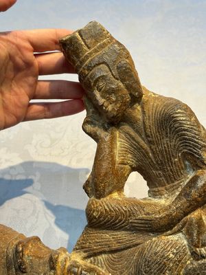 A Chinese sandstone 'Bai Ma Shi Zu 白馬舐足' carving, Northern Wei — 照片 10