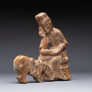 A Chinese sandstone 'Bai Ma Shi Zu 白馬舐足' carving, Northern Wei — 照片 3