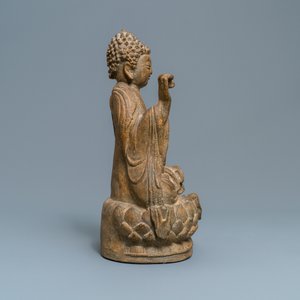 A Chinese sandstone figure of Buddha, Qing — 照片 7