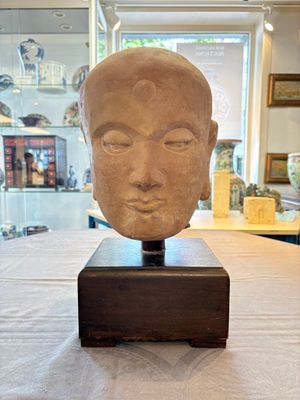 A Chinese sandstone head of a Luohan, early Qing — photo 1