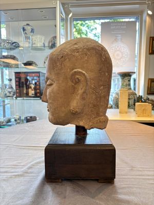 A Chinese sandstone head of a Luohan, early Qing — photo 2