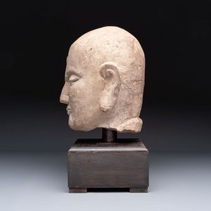 A Chinese sandstone head of a Luohan, early Qing — photo 2
