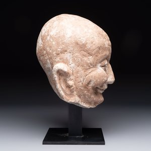 A Chinese sandstone head of a Luohan, Ming — 照片 5