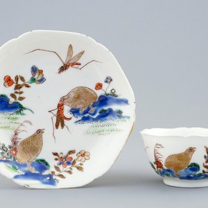 A Chinese semi-eggshell cup and saucer with quails, Yongzheng/Qianlong — photo 1