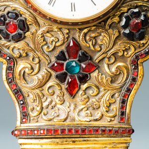 A Chinese semi-precious stone embellished gilt-bronze wall clock, Canton workshop and George Prior of London for the Chinese market, Qianlong — photo 13
