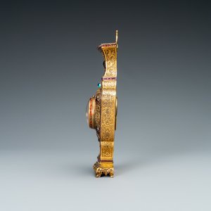 A Chinese semi-precious stone embellished gilt-bronze wall clock, Canton workshop and George Prior of London for the Chinese market, Qianlong — photo 4