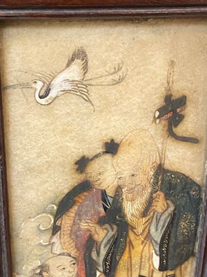 A Chinese seven-fold wooden table screen with painted marble plaques, 19th C. — photo 12