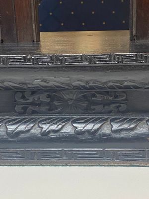 A Chinese seven-fold wooden table screen with painted marble plaques, 19th C. — photo 8