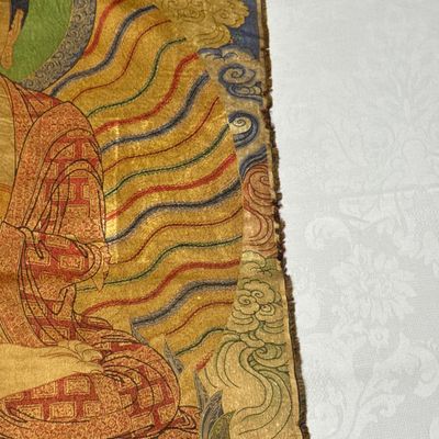 A Chinese silk brocade 'Shakyamuni Buddha' thangka — 照片 19