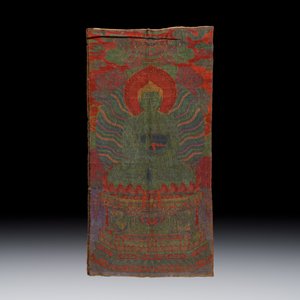 A Chinese silk brocade 'Shakyamuni Buddha' thangka — 照片 2