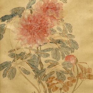A Chinese silk painting depicting peony flowers, 19th C. — photo 1