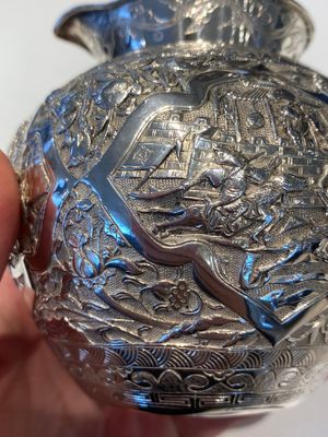 A Chinese silver 4-piece tea service on tray, Tu Mao Xing mark 塗茂興, 19th C. — 照片 15