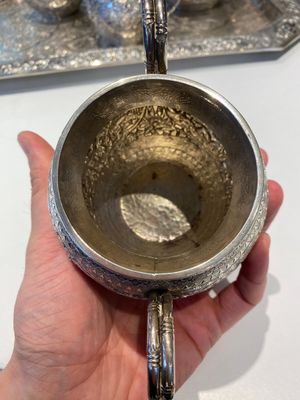 A Chinese silver 4-piece tea service on tray, Tu Mao Xing mark 塗茂興, 19th C. — 照片 6