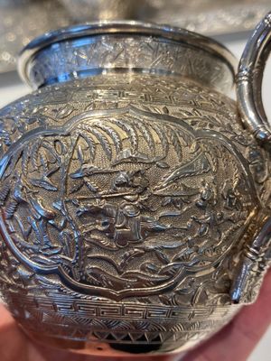 A Chinese silver 4-piece tea service on tray, Tu Mao Xing mark 塗茂興, 19th C. — 照片 9