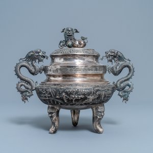 A Chinese silver censer and cover, 19/20th C. — 照片 2