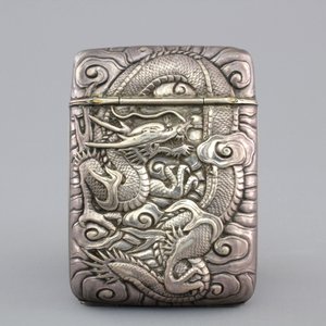 A Chinese silver cigarette case with dragons, marked, 19th C — photo 2