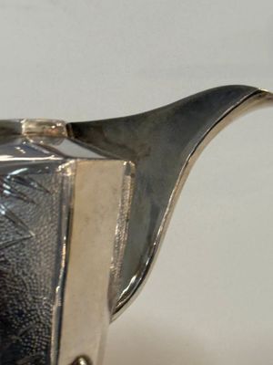A Chinese silver covered teapot, sugar jar and milk jug with bamboo design, Tackhing 90% silver mark, 20th C. — photo 3