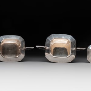 A Chinese silver covered teapot, sugar jar and milk jug with bamboo design, Tackhing 90% silver mark, 20th C. — photo 6