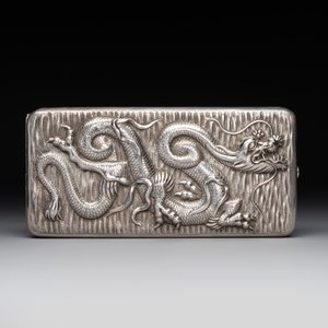 A Chinese silver 'dragon' box and a tobacco box, Sheng chang 昇昌 mark, 19th C. — photo 13