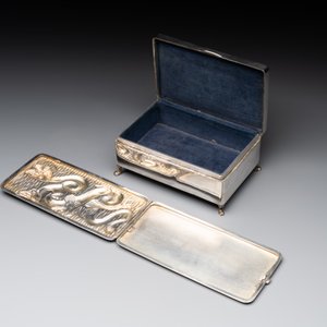 A Chinese silver 'dragon' box and a tobacco box, Sheng chang 昇昌 mark, 19th C. — photo 2