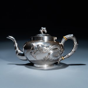 A Chinese silver 'dragon' teapot, Sing Fat, Canton or Hongkong, Republic — photo 1