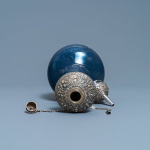A Chinese silver-gilt mounted monochrome blue and gilt kendi, Kangxi — photo 6