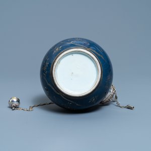 A Chinese silver-gilt mounted monochrome blue and gilt kendi, Kangxi — photo 7