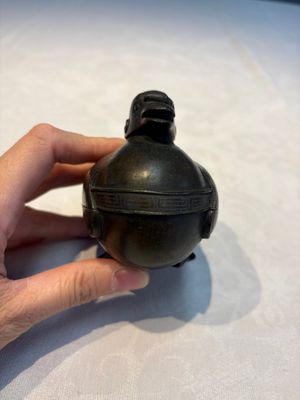 A Chinese silver-inlaid bronze 'Mandarin Duck' censer and cover, Ming — photo 1