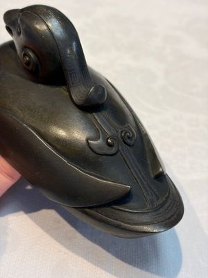 A Chinese silver-inlaid bronze 'Mandarin Duck' censer and cover, Ming — photo 6