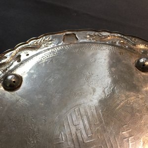 A Chinese silver liquor set on tray with applied dragon design, 19/20th C. — photo 26