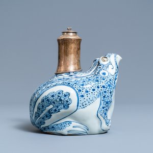 A Chinese silver-mounted blue and white 'frog' kendi, Wanli — photo 1