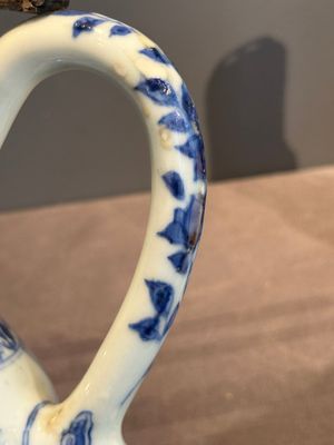 A Chinese silver-mounted blue and white 'Mongolian hunt' ewer, Transitional period — photo 14