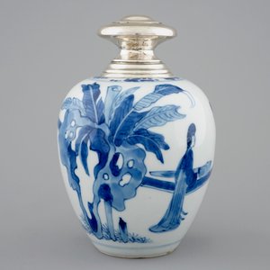 A Chinese silver-mounted blue and white tea caddy, Kangxi — photo 4