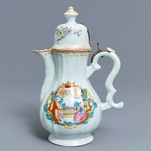 A Chinese silver-mounted famille rose coffee jug, Qianlong — 照片 4
