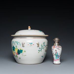 A Chinese silver-mounted famille rose vase and a covered bowl, 19th C. — photo 5