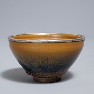 A Chinese silver-mounted Jian 'hare's fur' bowl, Song — photo 1