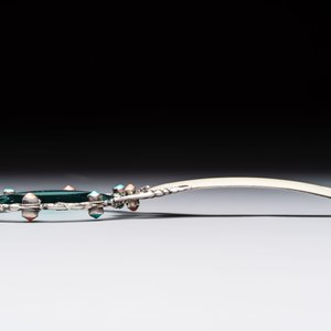 A Chinese silver-mounted magnifying glass with jade handle and precious stone inlays, 19th C. — 照片 3