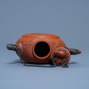 A Chinese silver-mounted reticulated double-walled Yixing stoneware teapot, Kangxi — photo 6