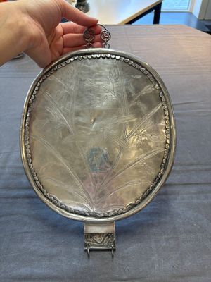 A Chinese silver-plated oval mirror, 19/20th C. — 照片 9