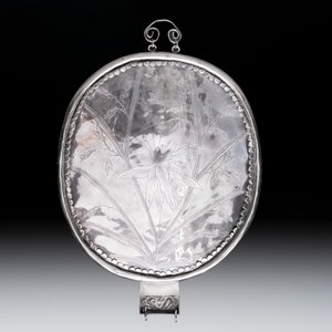 A Chinese silver-plated oval mirror, 19/20th C. — 照片 2