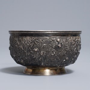 A Chinese silver relief-decorated bowl, marked Qing Xiang, 19/20th C. — 照片 3