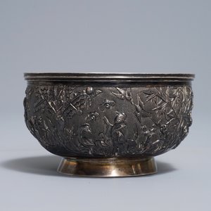 A Chinese silver relief-decorated bowl, marked Qing Xiang, 19/20th C. — 照片 4