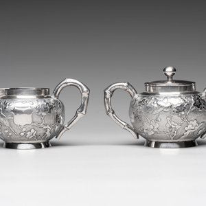 A Chinese silver three-piece tea service, marked Ye Li 業利, Canton, 19/20th C. — 照片 9
