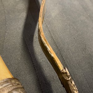 A Chinese silver, tie li mu wood and bone sword, 19th C. — photo 13