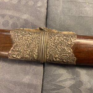A Chinese silver, tie li mu wood and bone sword, 19th C. — photo 20